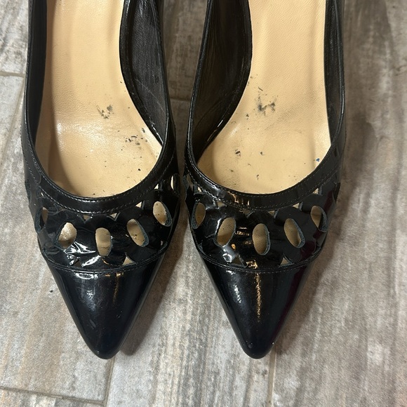 Black Kate Spade Patent Leather Cutouts 3 inch Heel Size 8 - Picture 5 of 8